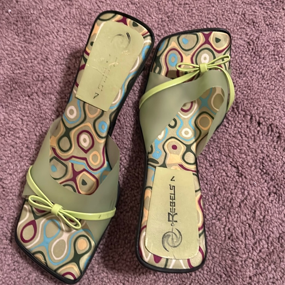 Sandals with a small heel.